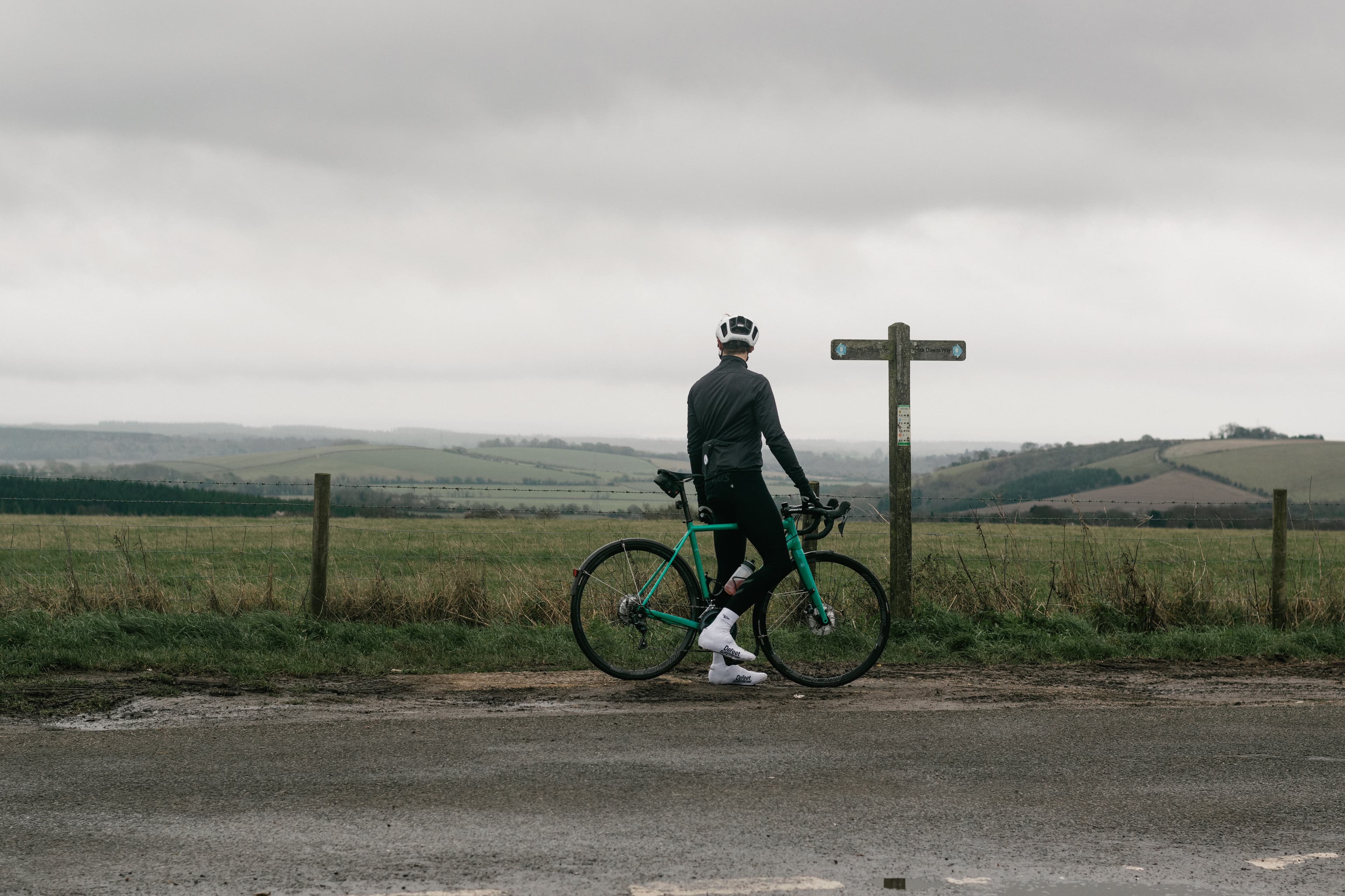 cyclist waiting